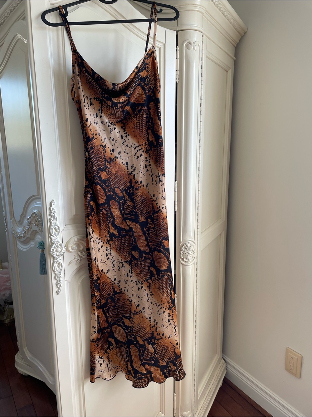 BEBE Slip Dress with Brown Snake Print